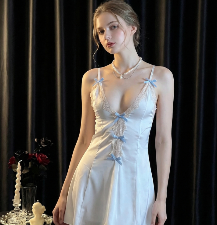 Sexy lingerie lace pure desire girl pajamas summer sexy suspender nightdress loungewear white