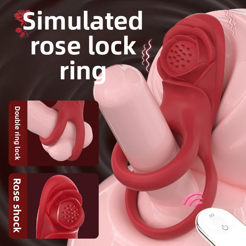 Multi-frequency intense shock locking precision ring double ring for both men and women, shared by couples, remote control for flirting, clitoris stimulation adult product, female masturbation G-spot, numbness and climax, penis ring