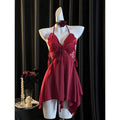 Sleeping robe, sexy lingerie, silk pajamas, breast pads, strap decorations, nightgown, robe, casual wear cover.