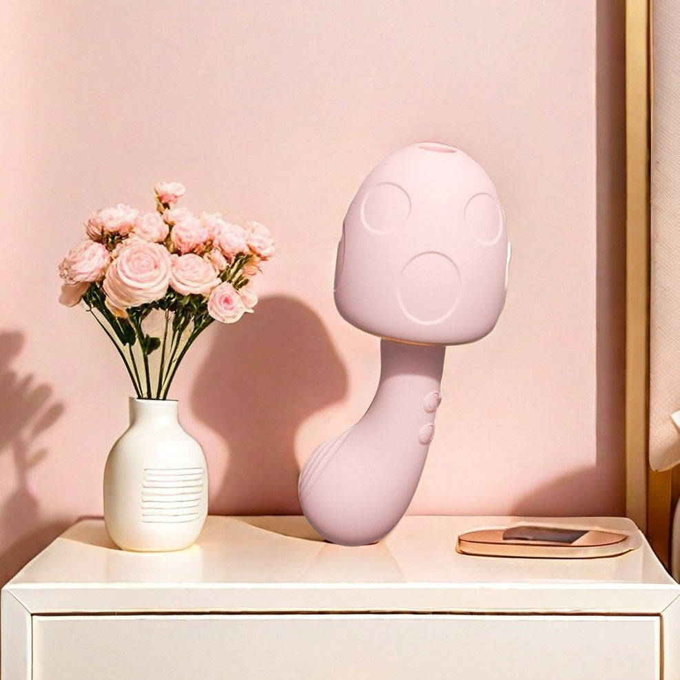 Doudou mushroom sucks jumping eggs, heated breast pump G-point wrap sucks honey beans to stimulate the clitoris, trendy massager, sex products, multi-frequency strong shock pinch leg masturbator