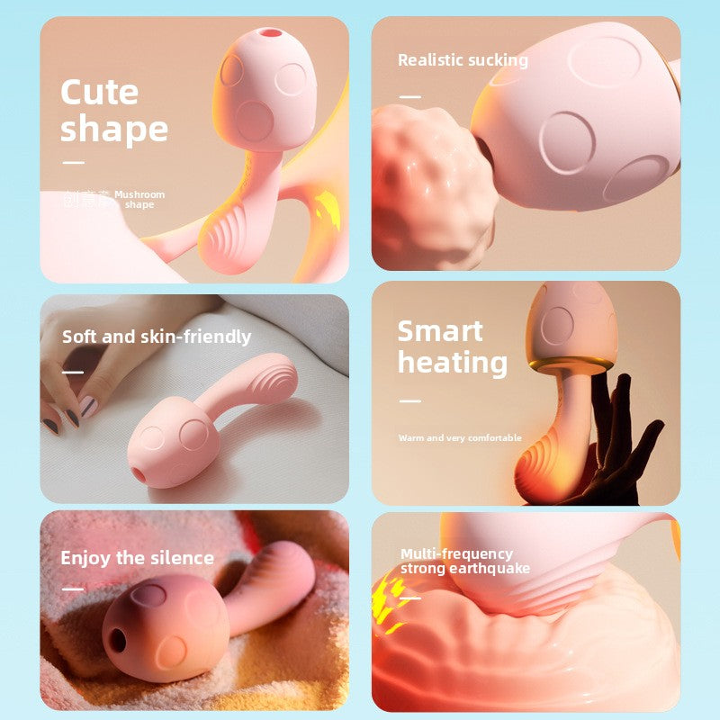 Doudou mushroom sucks jumping eggs, heated breast pump G-point wrap sucks honey beans to stimulate the clitoris, trendy massager, sex products, multi-frequency strong shock pinch leg masturbator