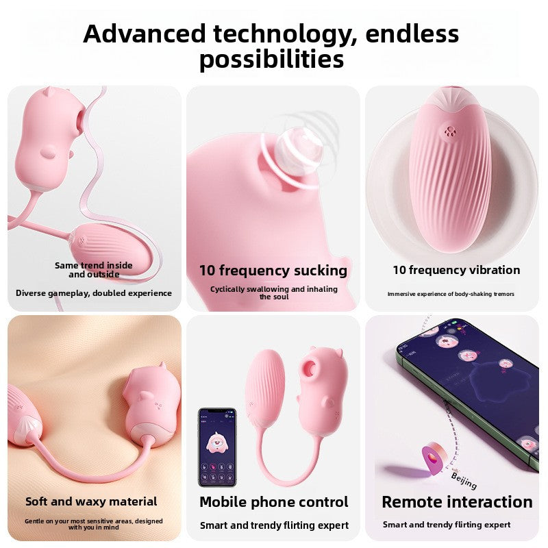 Bear Sucking Vibration App Control Wrap Sucking Vibrating Egg Tease Vibrating Stick Female Strong Shock Into Body Shudder Stimulation Flirting Water Spray Masturbator Tide Adult Products Double Tide Inside and Outside