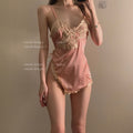 Foreplay Couple Flirting Hot Sexy Underwear Sexy Lace Suspender Pajamas Lace Pure Wind Ice Silk Pajamas Uniform Passion Hot Seduction Women's Homewear