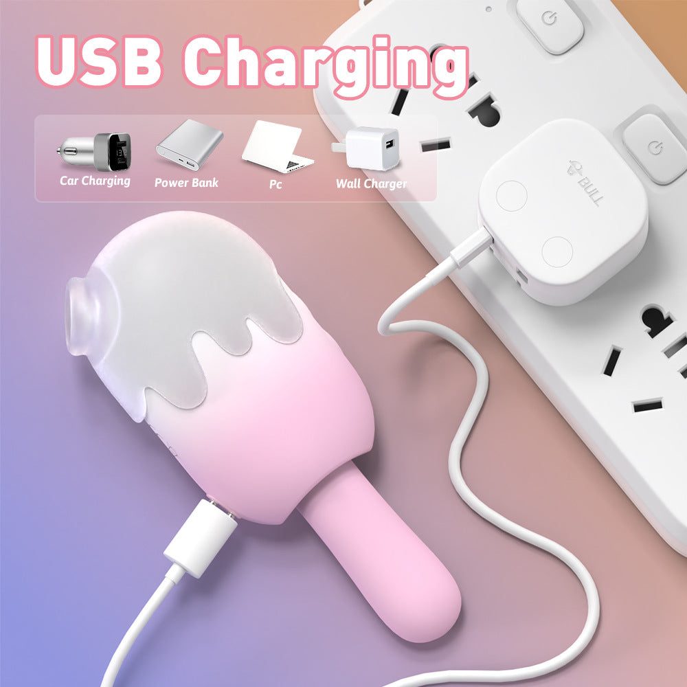 Ice cream vibrator female masturbator secret vibration suction pat multi-functional smooth vibrator into the body